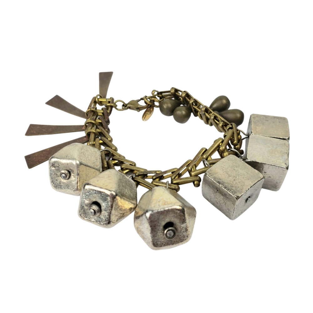 Beth Lauren Cube Geometric Silver Chain Bracelet